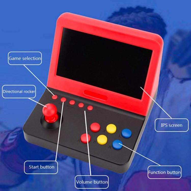 AMPOWN RETRO 7 inch Large Screen Handheld Console Rocker Game Player Open Source Retro Arcade, With Dual Grip - Black Red