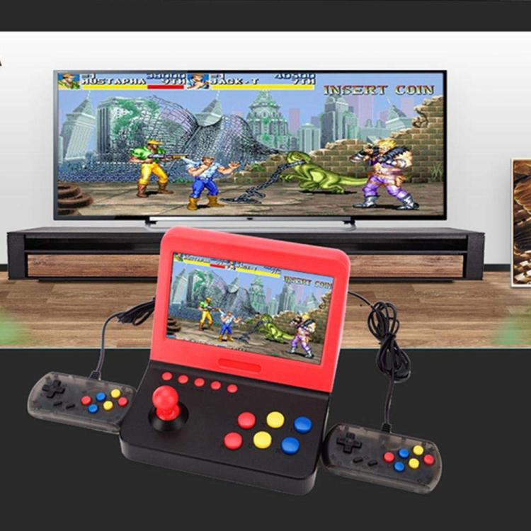 AMPOWN RETRO 7 inch Large Screen Handheld Console Rocker Game Player Open Source Retro Arcade, With Dual Grip - Black Red
