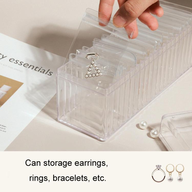 Acrylic Jewelry Storage Box + 20pcs Antioxidant PVC Jewelry Sealing Bags Necklace Earring Dustproof Organizer - Transparent