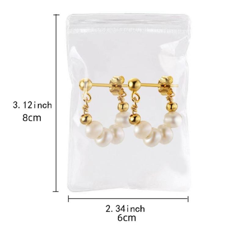 100pcs Portable PVC Jewelry Storage Bags Transparent Antioxidant Dustproof Earring Necklace Bracelet Seal Bags, Size: 6x8cm