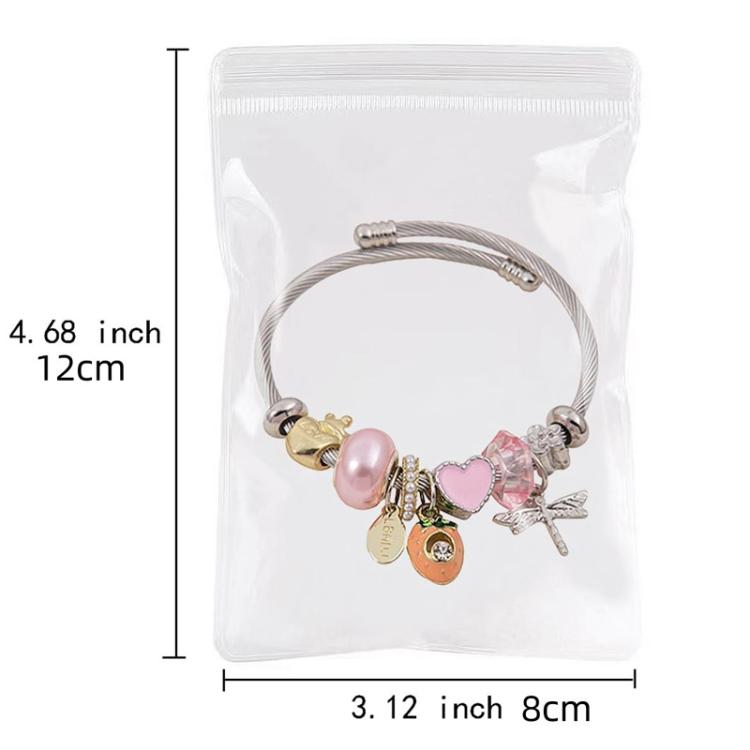 100pcs Portable PVC Jewelry Storage Bags Transparent Antioxidant Dustproof Earring Necklace Bracelet Seal Bags, Size: 8x12cm