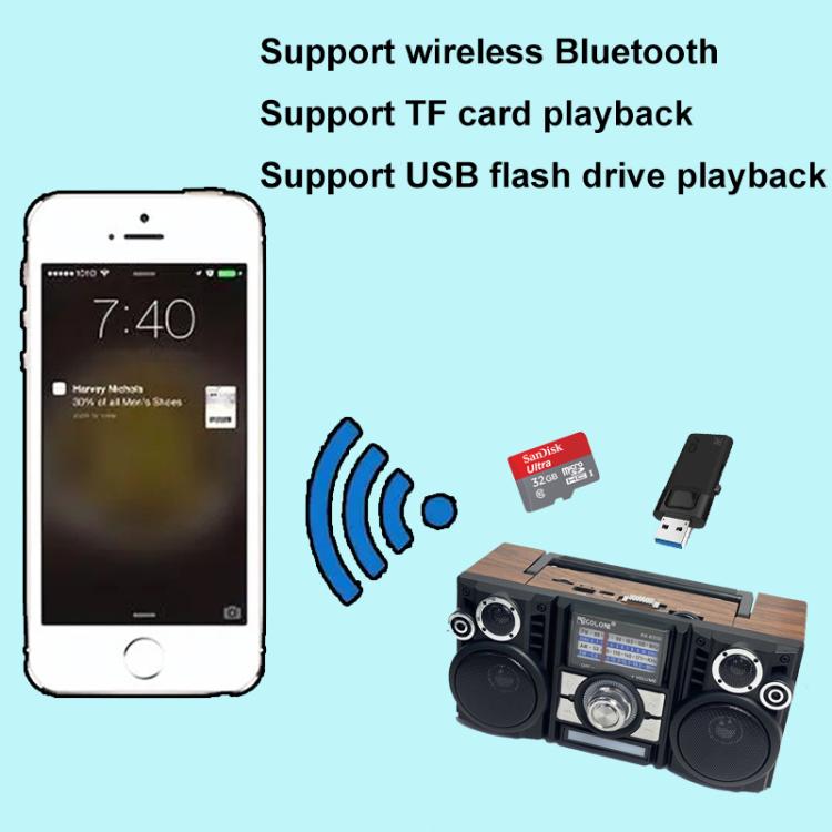 COLON RX-65SD Solar Charging Stereo FM Radio Wireless Bluetooth Speaker - Random Color Delivery
