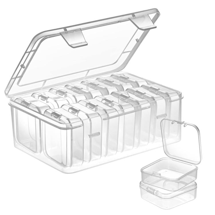15pcs /Set Travel PP Jewelry Storage Box Small Beads Organizer Square Transparent Nail Jewelry Case