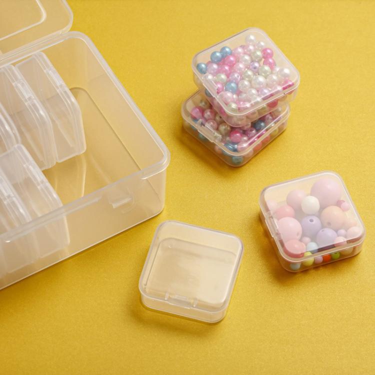 15pcs /Set Travel PP Jewelry Storage Box Small Beads Organizer Square Transparent Nail Jewelry Case