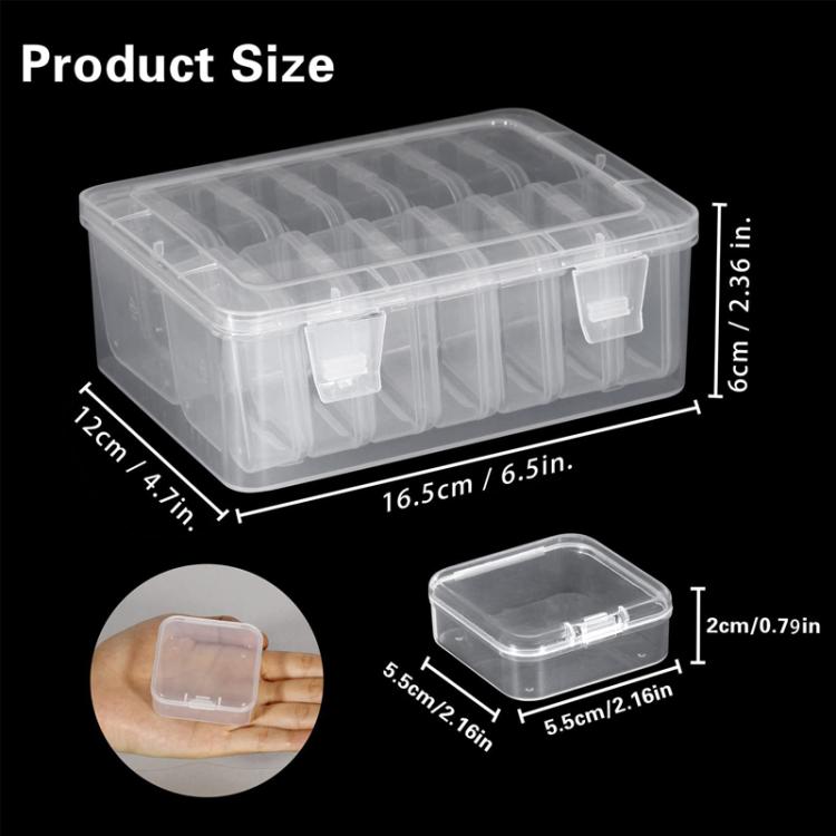 15pcs /Set Travel PP Jewelry Storage Box Small Beads Organizer Square Transparent Nail Jewelry Case