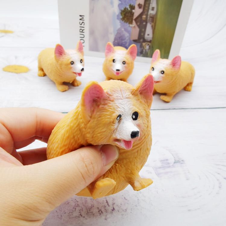 10pcs /Box TPR Stretch Corgi Dog Toy Pinch And Pressable Slow Rebound Decompression Toys