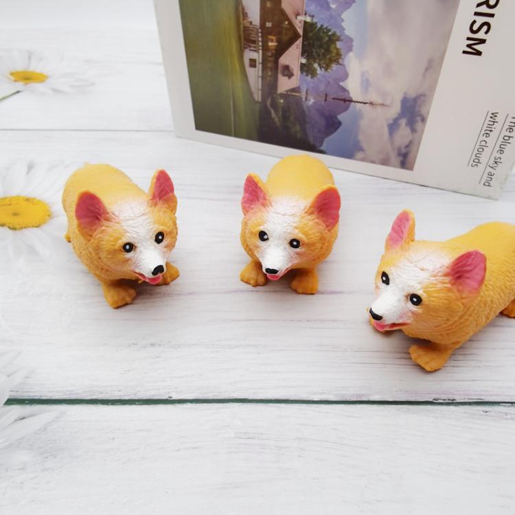 10pcs /Box TPR Stretch Corgi Dog Toy Pinch And Pressable Slow Rebound Decompression Toys