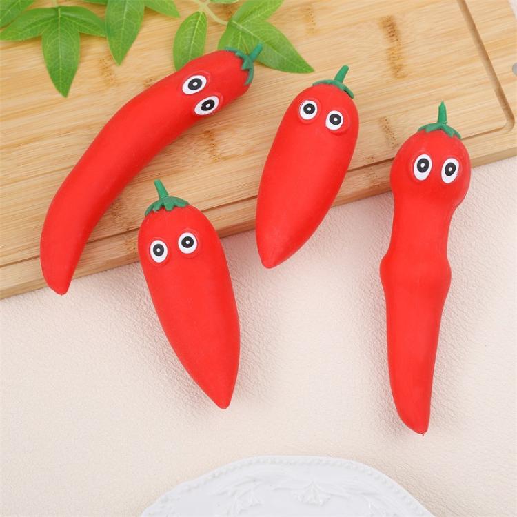5pcs /Pack Simulation Fruit And Vegetable TPR Stretch Toys Slow Rebound Decompression Toy, Style: Chili