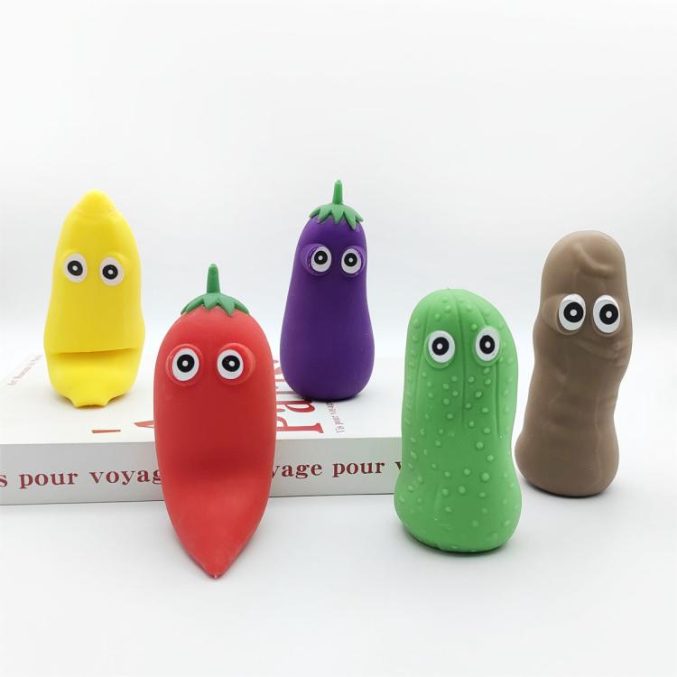 5pcs /Pack Simulation Fruit And Vegetable TPR Stretch Toys Slow Rebound Decompression Toy, Style: Stool