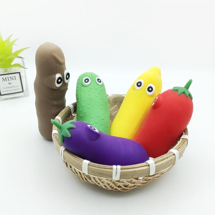 5pcs /Pack Simulation Fruit And Vegetable TPR Stretch Toys Slow Rebound Decompression Toy, Style: Stool