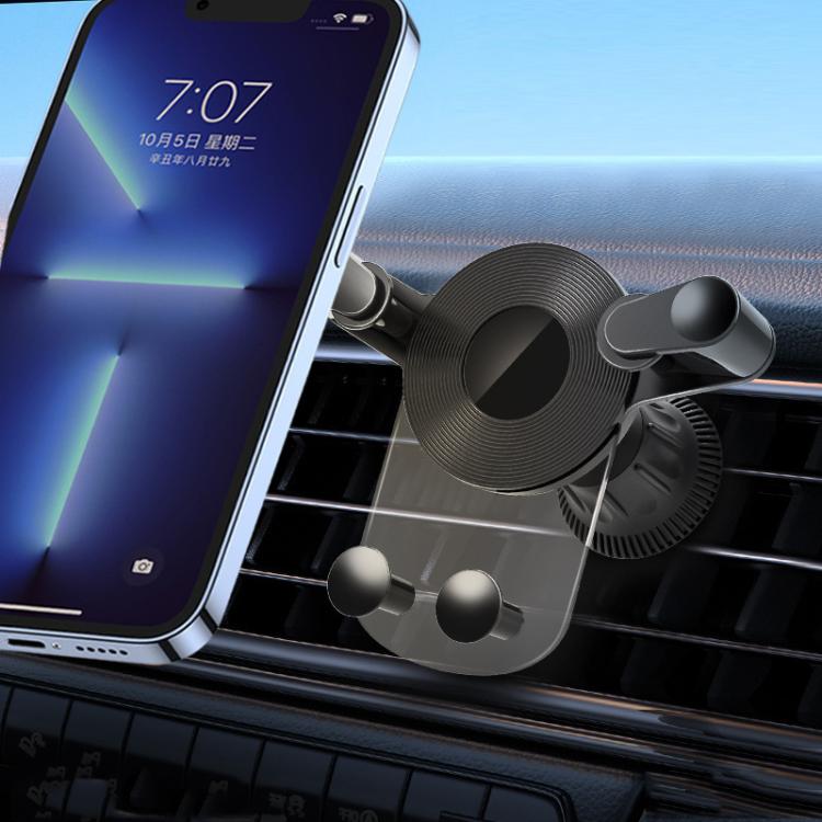 Car Air Outlet Navigation Transparent Gravity Bracket - Black