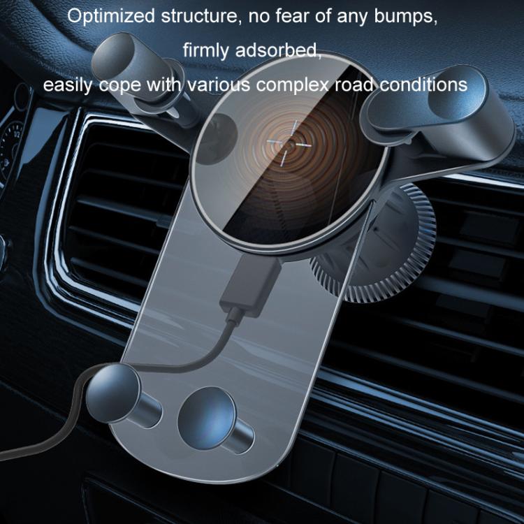15W Mobile Phones Snap-on Car Wireless Charging Holder - Black