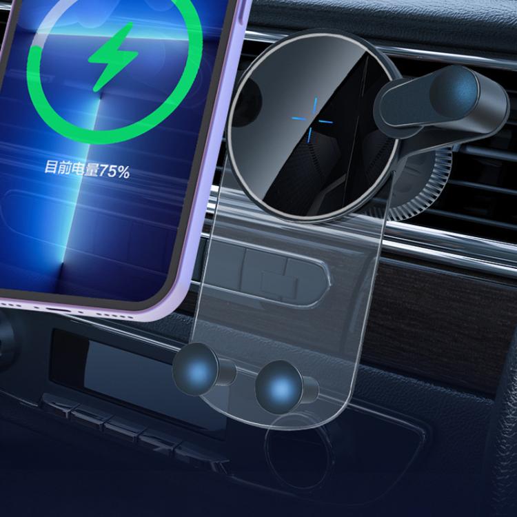 15W Mobile Phones Snap-on Car Wireless Charging Holder - Black