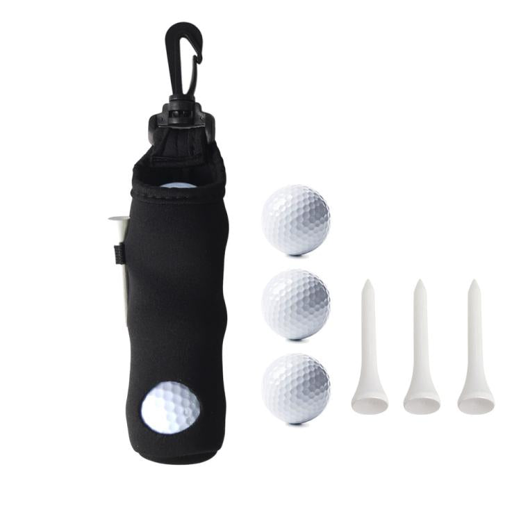Neoprene Golf Ball Sleeve With 3 Balls 3 Tees Set Storage Pouch Waist Bag