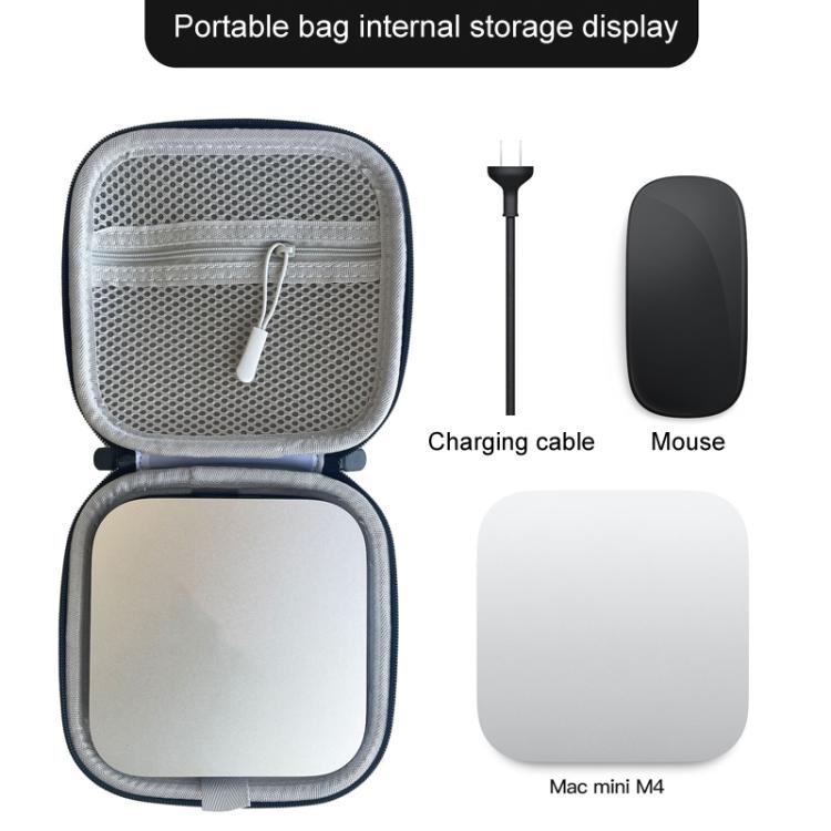 For Mac Mini M4 Storage Bag Computer Host Portable Protective Hard Case Storage Case - Black