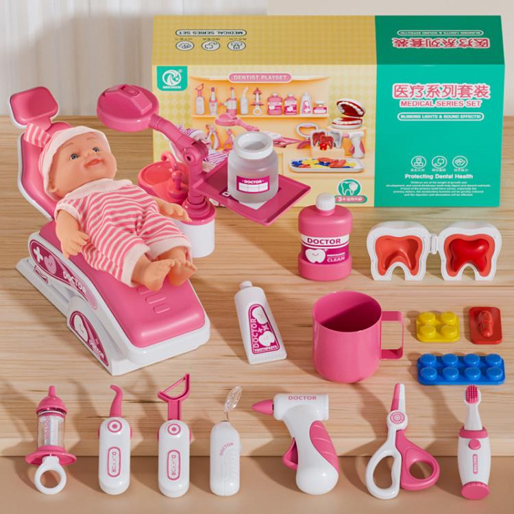 Children Pretend Play Simulation Dentist Role-Play Toys, Style: Upgrade Pink