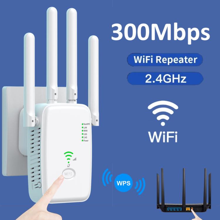 Urant U11 300Mbps 2.4G Wireless Repeater WiFi Signal Amplifier Support WPS Quick Setting US Plug Black