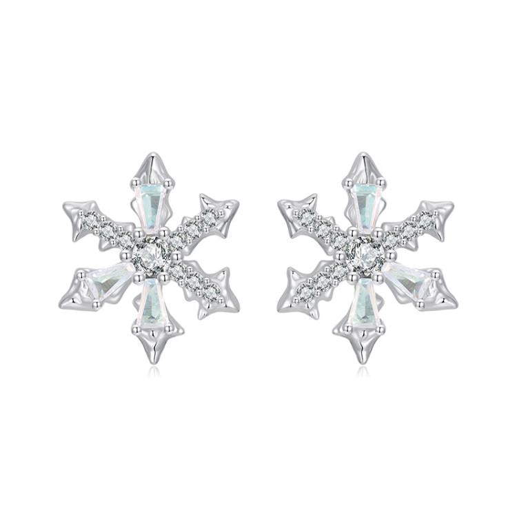 S925 Sterling Silver Winter Snowflake Earrings - BSE1132