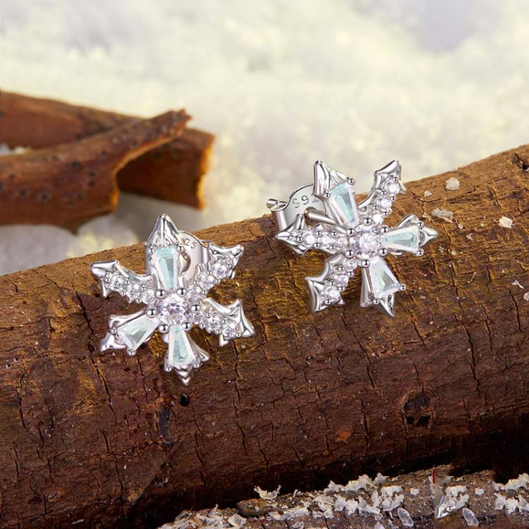 S925 Sterling Silver Winter Snowflake Earrings - BSE1132