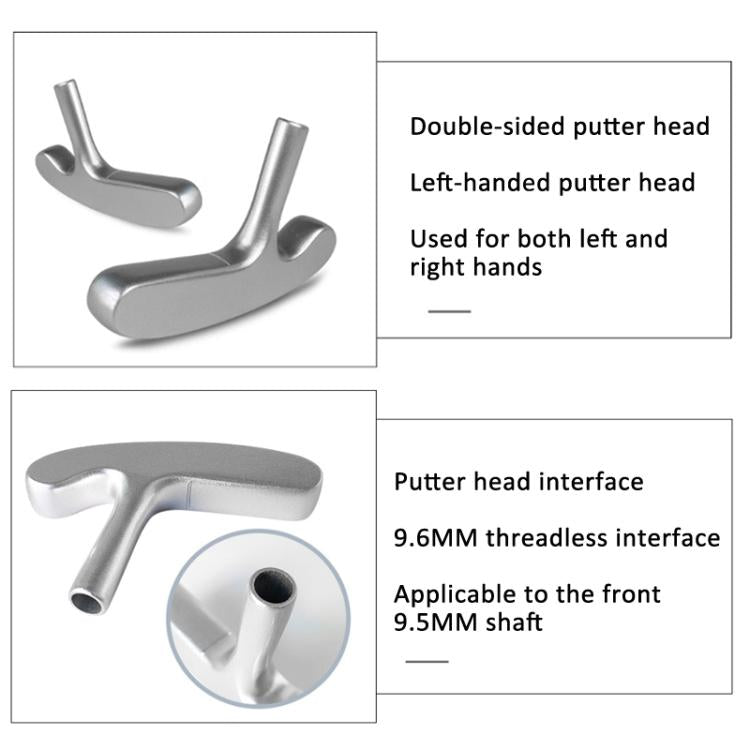 Golf Putter Replacement Double-sided Head for Front 9.5mm Shaft - Silver