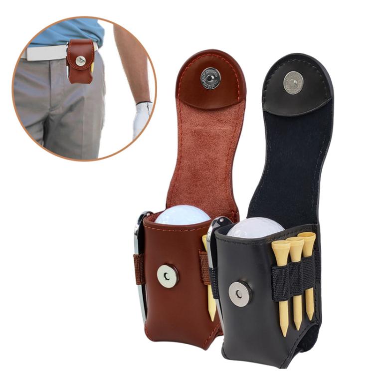 Golf Ball Bag Tee Storage Pouch Portable Cowhide Waist Bag, Spec: Empty Bag Black