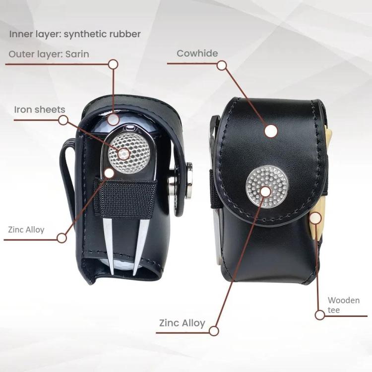 Golf Ball Bag Tee Storage Pouch Portable Cowhide Waist Bag, Spec: Empty Bag Black