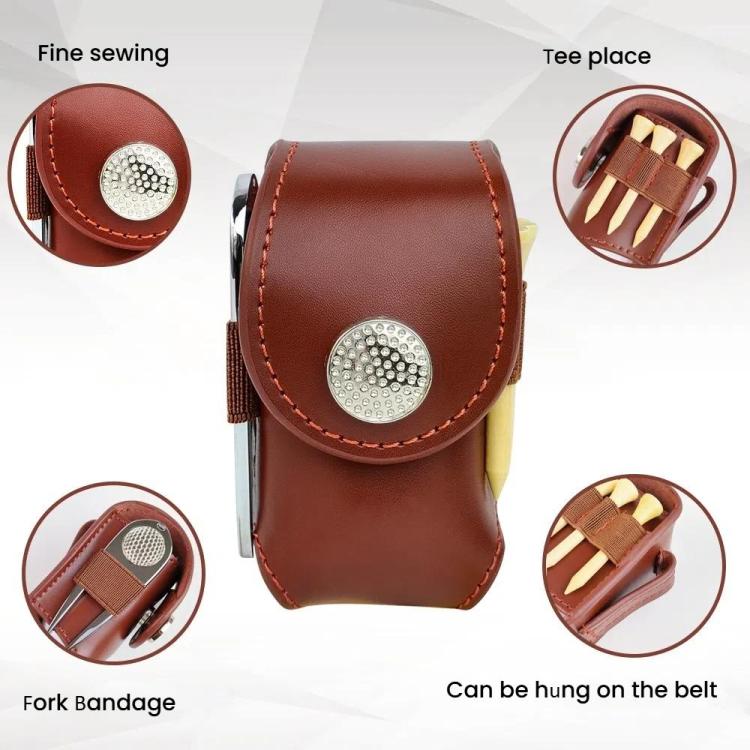 Golf Ball Bag Tee Storage Pouch Portable Cowhide Waist Bag, Spec: Empty Bag Brown