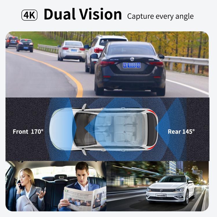 4K+1080P Driving Recorder Dual Front & Rear Recording WIFI Reversing Images - X16