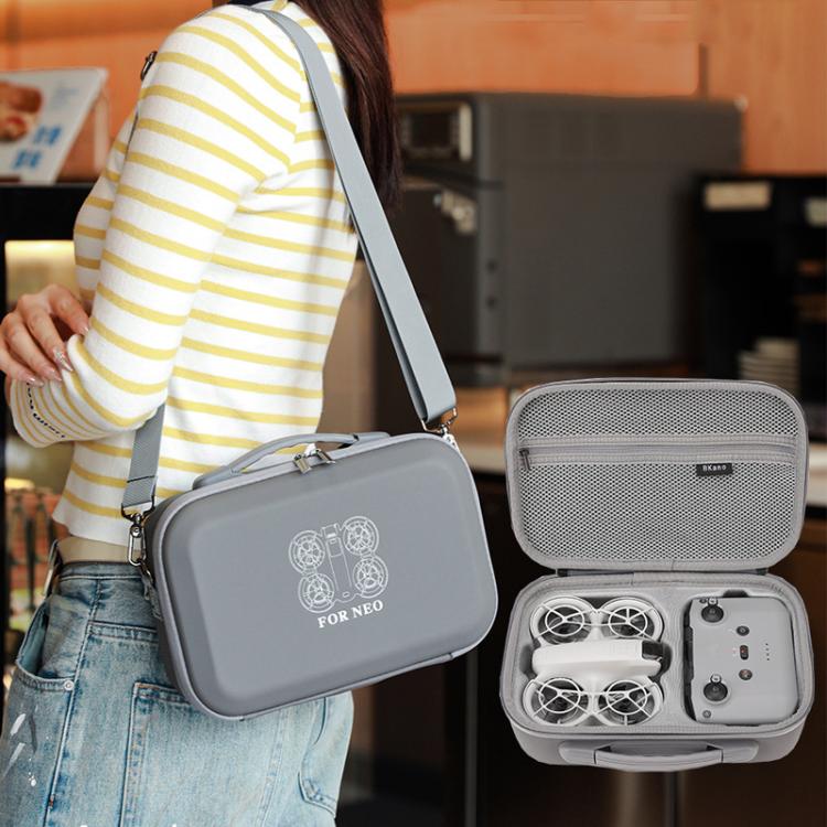 For DJI Neo BKANO NE-010 PU Storage Bag Hard Case Shoulder Bag - Gray