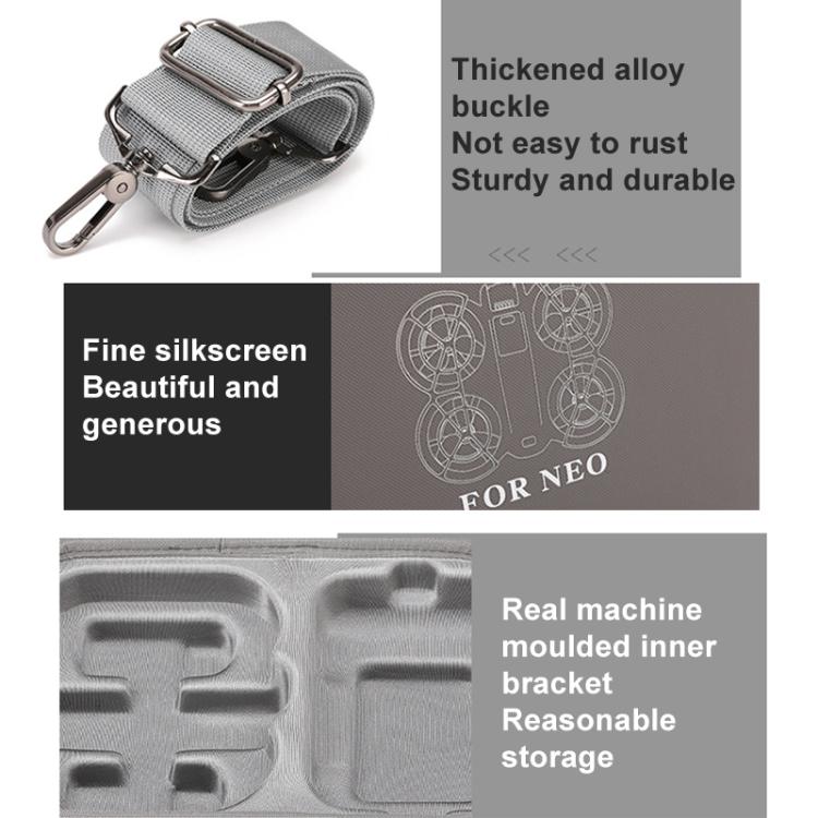 For DJI Neo BKANO NE-010 PU Storage Bag Hard Case Shoulder Bag - Gray
