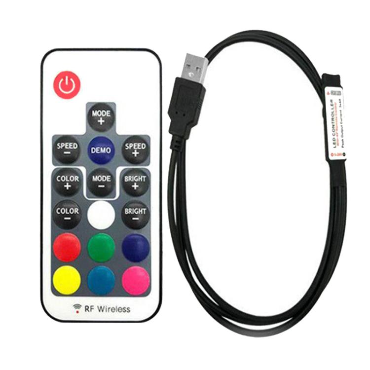 Intelligent RF Wireless Dimmable LED Strip Light Controller, Style: 17 Keys USB