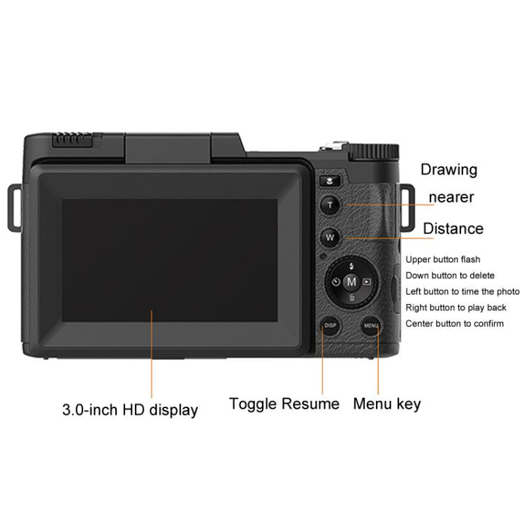 Micro SLR 5X Optical Zoom / 8X Digital Zoom Digital Camera 48MP HD Shooting VCR Photo Camera - Black