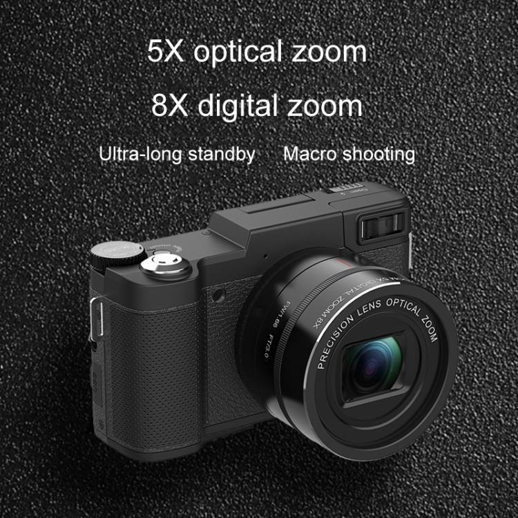 Micro SLR 5X Optical Zoom / 8X Digital Zoom Digital Camera 48MP HD Shooting VCR Photo Camera - Black