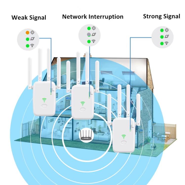 Urant U11 1200Mbps 2.4G&5.8G Wireless Repeater WiFi Signal Amplifier Support WPS Quick Setting EU Plug Black