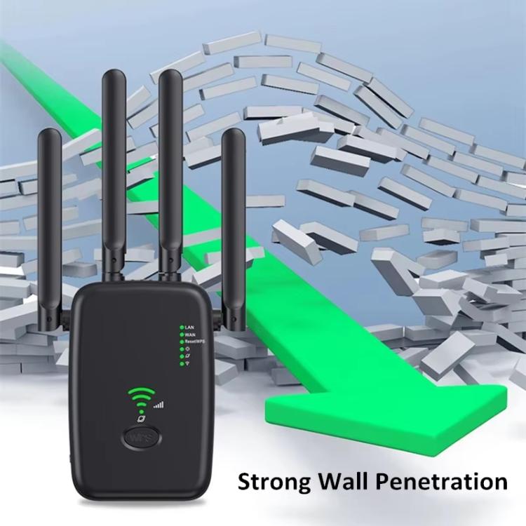 Urant U11 1200Mbps 2.4G&5.8G Wireless Repeater WiFi Signal Amplifier Support WPS Quick Setting US Plug Black