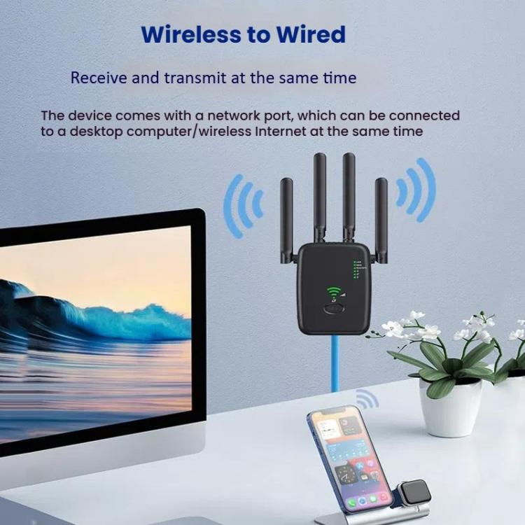 Urant U11 1200Mbps 2.4G&5.8G Wireless Repeater WiFi Signal Amplifier Support WPS Quick Setting EU Plug White