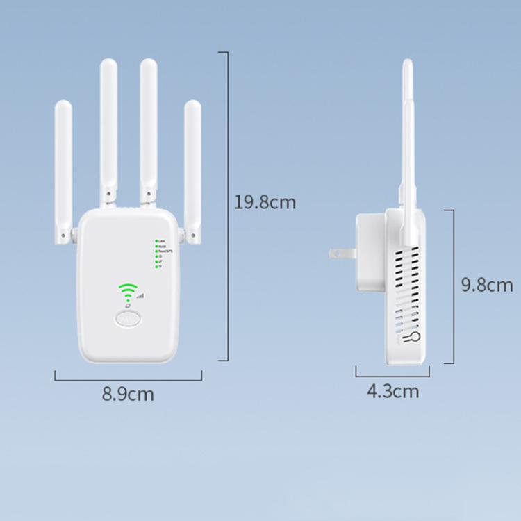 Urant U11 1200Mbps 2.4G&5.8G Wireless Repeater WiFi Signal Amplifier Support WPS Quick Setting EU Plug White