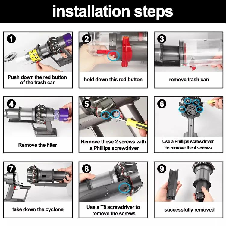 For Dyson V11 V10 V15 Cyclone Baffle Bin Runner Replacement Parts  Long Version