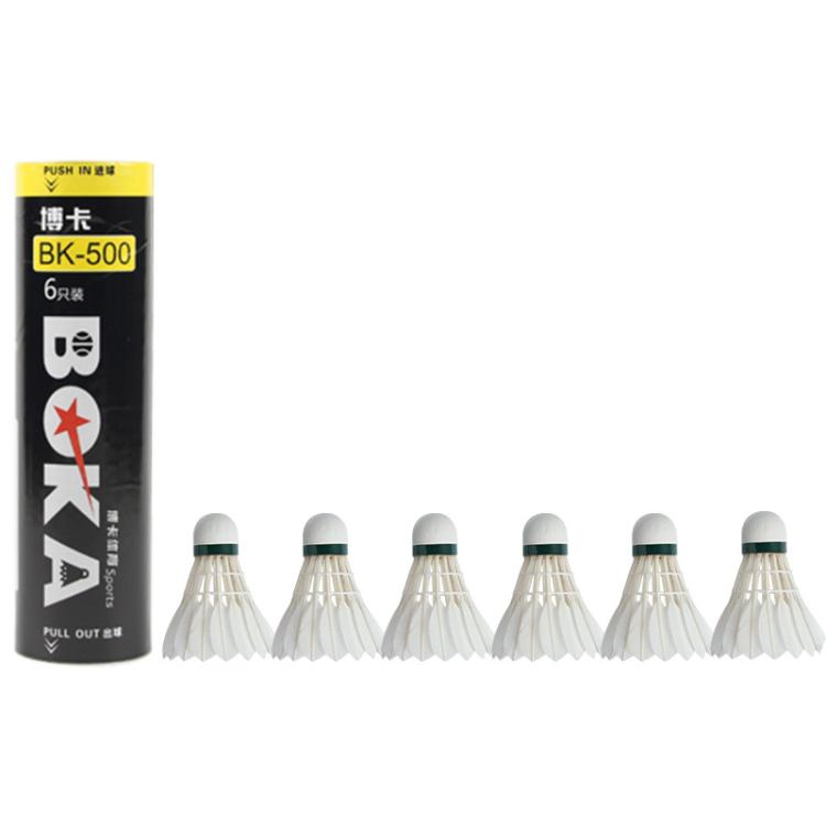 6pcs /Box BOKA Badminton Shuttlecock Indoor / Outdoor For Racing Training Durable White Goose Feather Badminton Ball