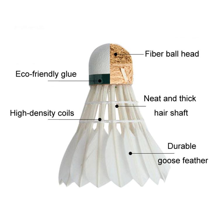 6pcs /Box BOKA Badminton Shuttlecock Indoor / Outdoor For Racing Training Durable White Goose Feather Badminton Ball