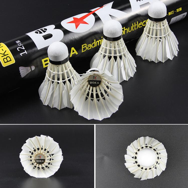 6pcs /Box BOKA Badminton Shuttlecock Indoor / Outdoor For Racing Training Durable White Goose Feather Badminton Ball