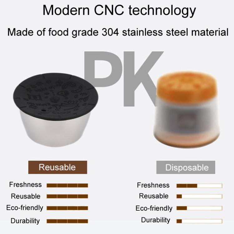 For Dolce Gusto Coffee Maker Stainless Steel Reusable Coffee Capsule Shell, Style: Capsule+40mm Powder Hammer+Brush And Scoop