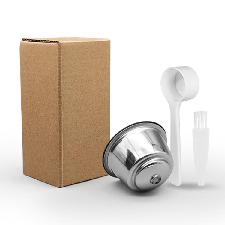 For Dolce Gusto Coffee Maker Stainless Steel Reusable Coffee Capsule Shell, Style: Capsule+Brush And Scoop