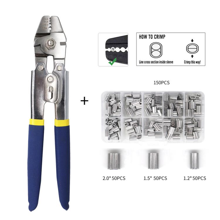 Outdoor Sea Fishing Pliers High-precision Wire Rope Crimping Pliers, Model: SJ-255 + 150pcs