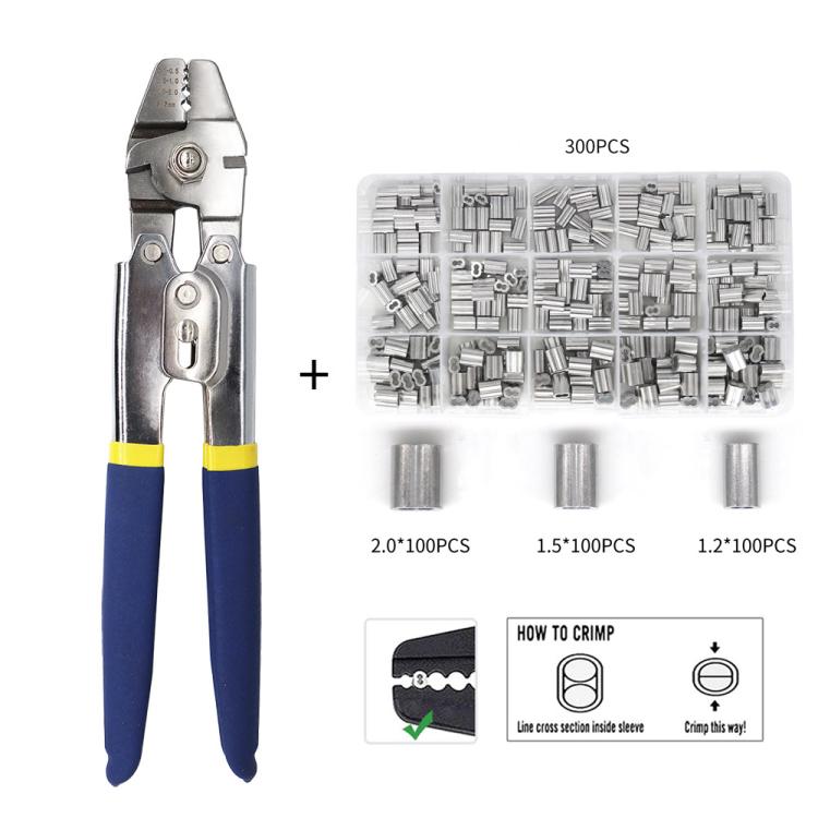 Outdoor Sea Fishing Pliers High-precision Wire Rope Crimping Pliers, Model: SJ-255 +300pcs