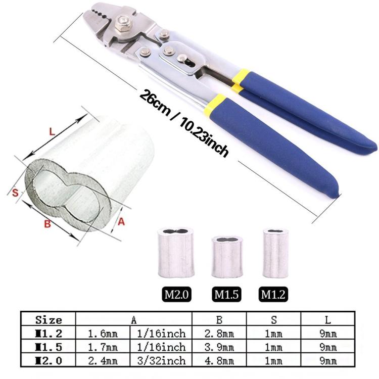 Outdoor Sea Fishing Pliers High-precision Wire Rope Crimping Pliers, Model: SJ-255 +300pcs