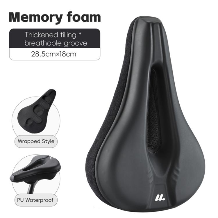 WEST BIKING Bicycle Riding Thickened Sponge PU Leather Soft Seat Cushion Cover - Black