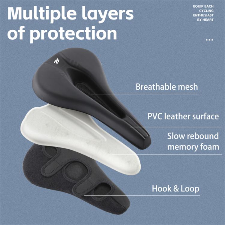 WEST BIKING Bicycle Riding Thickened Sponge PU Leather Soft Seat Cushion Cover - Black