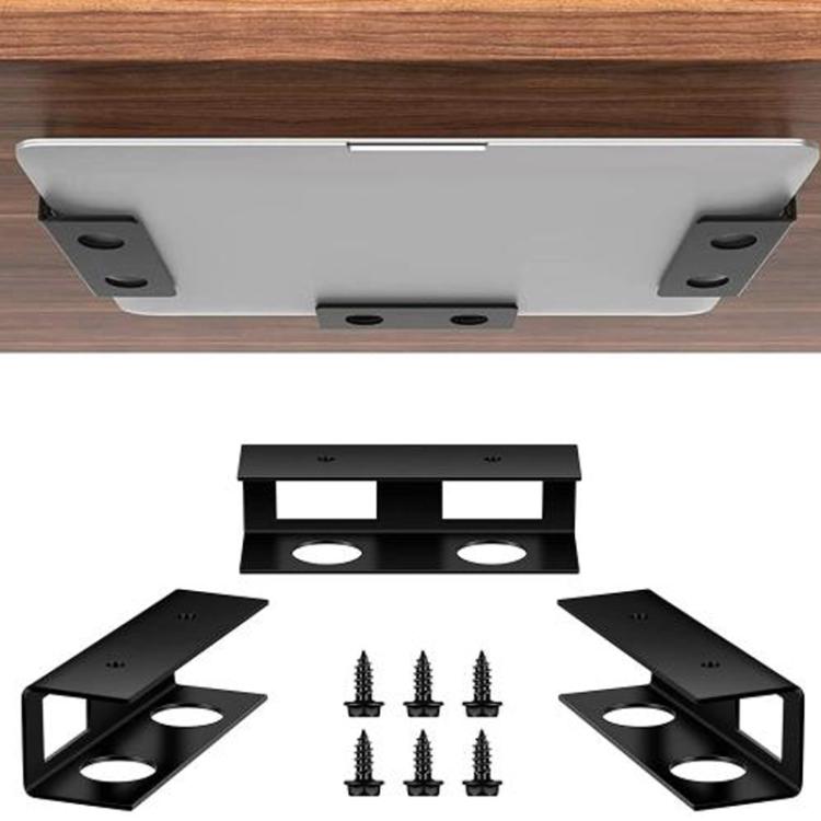 Under Desk Laptop Tablet Storage Mount Kit Office Storage Organize - Black
