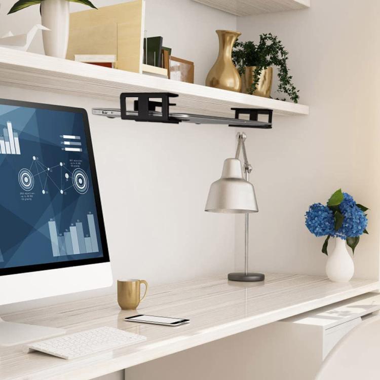 Under Desk Laptop Tablet Storage Mount Kit Office Storage Organize - Black
